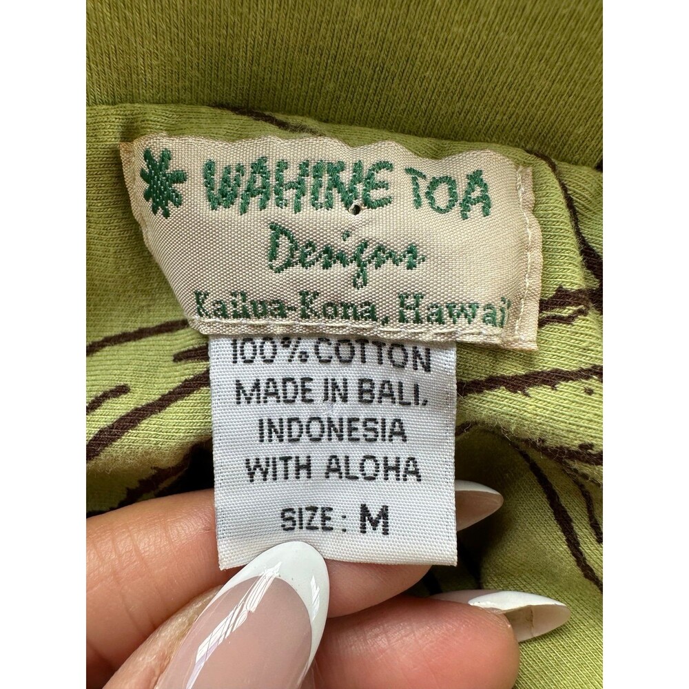 Wahine Toa Designs 100% Cotton Lauhala Strapless Cinched Waist Mini Dress M - Picture 3 of 8